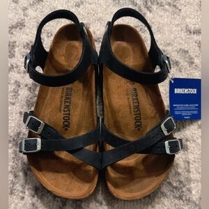 Birkenstock Black and Brown Strappy Sandals